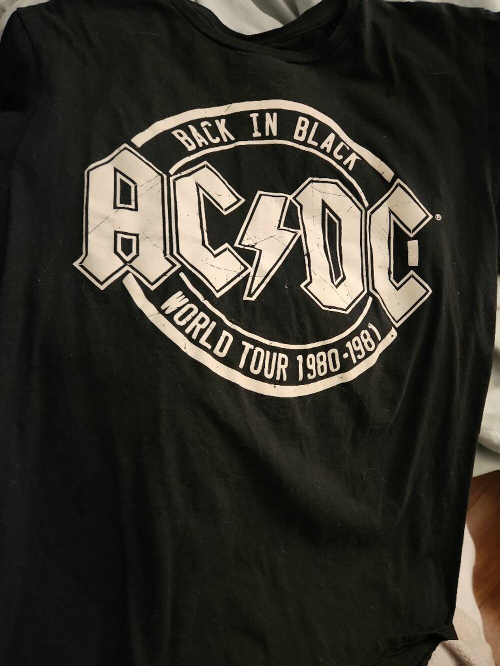 AC/DC Back in Black World Tour 1980-1981 Black Band Tee Large